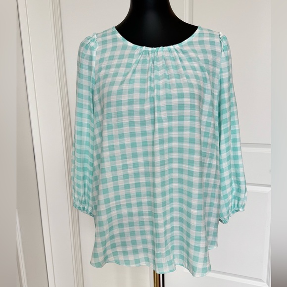 LC Lauren Conrad Tops - LC Lauren Conrad Aqua Checkered Blouse